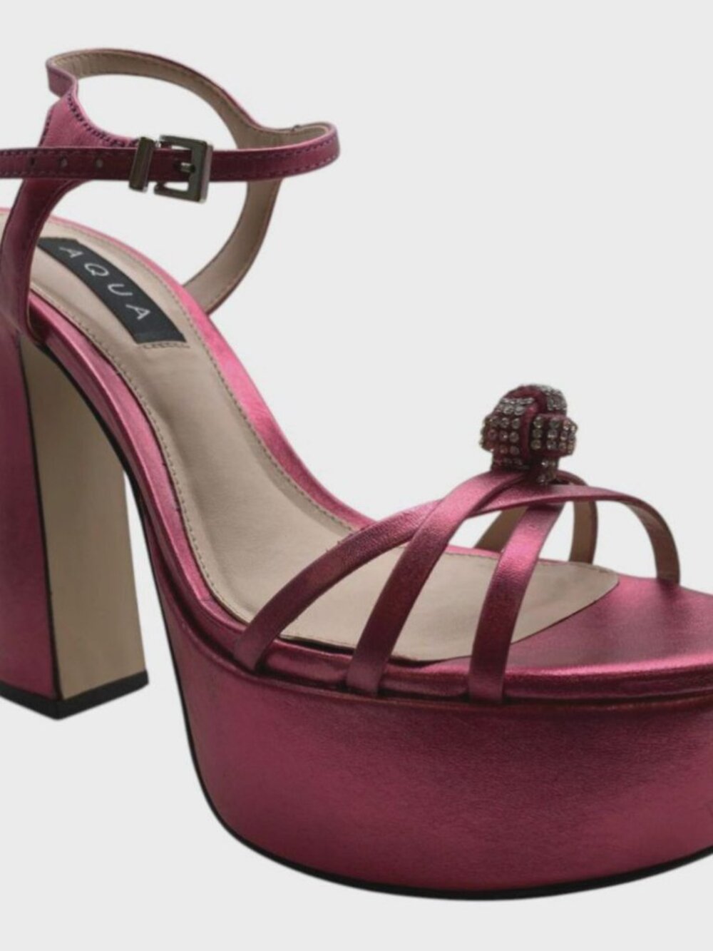 Aqua Women's Pink Strappy Platform High Heel Leather Sandals Shoes Size 8B
